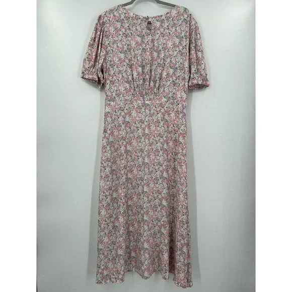 Faithfull the Brand Women's Beline Midi Dress Vionette Floral Pink sz XL/US 10 - Picture 12 of 12